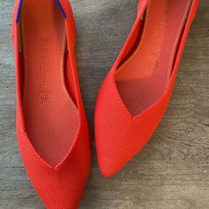 Rothy’s The Point flats in Flame, Size 8